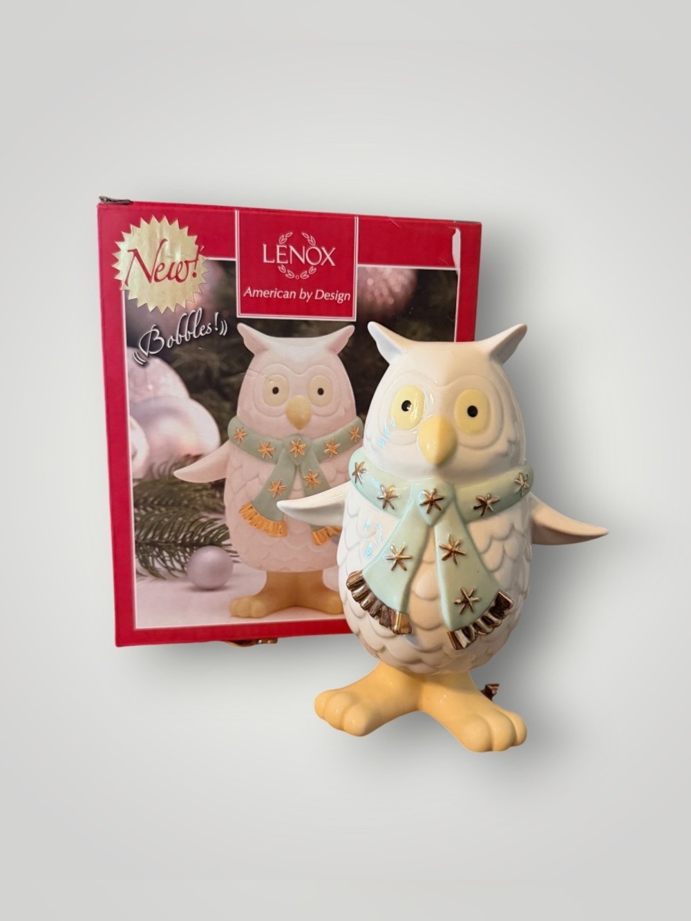 Lenox 6” Christmas Holiday Bobbles Owl with Scarf - Picture 1 of 5